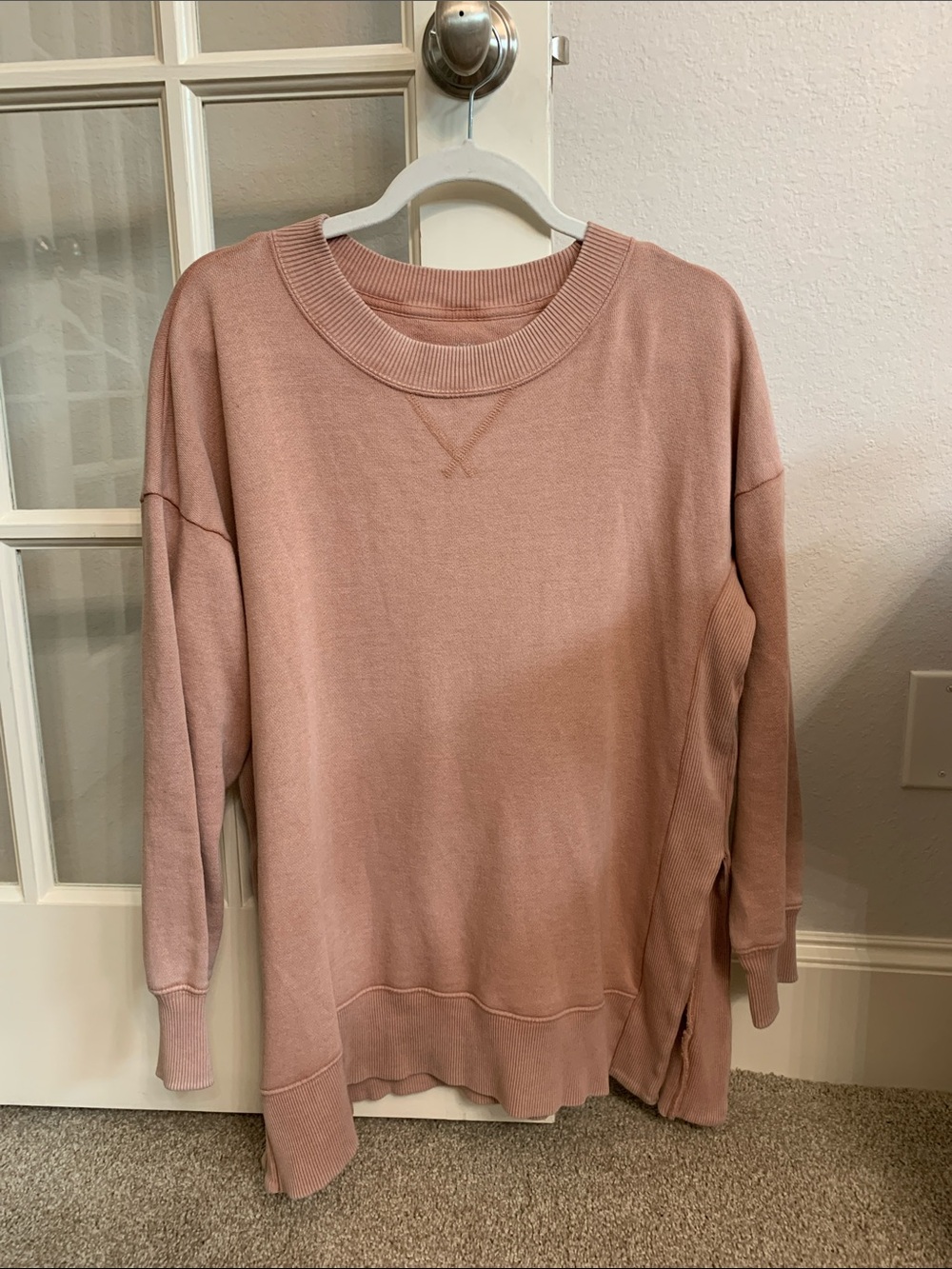 aerie Relaxed Scoop-Neck Sweatshirt - Dusty Pink